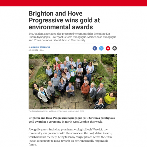 Jewish News 16.07.24 Brighton and Hove Progressive wins gold at environmental awards