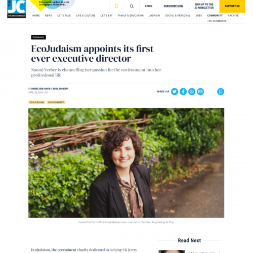Jewish Chronicle 05.04.24 EcoJudaism appoints its first ever executive director