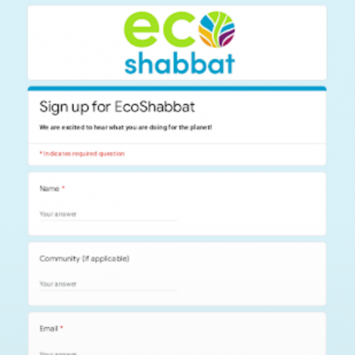 Sign up for EcoShabbat