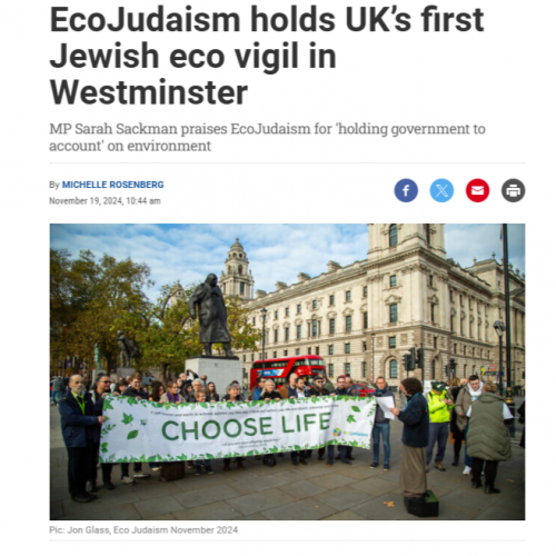 Jewish News 19.11.24 EcoJudaism holds UK’s first Jewish eco vigil in Westminster