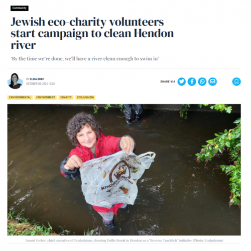 Jewish Chronicle 08.10.24 Jewish eco-charity volunteers start campaign to clean Hendon river