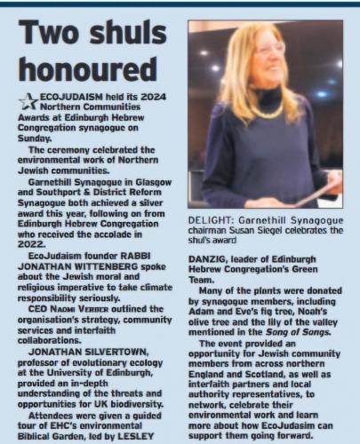 Jewish Chronicle 21.06.24 Two Shuls honoured
